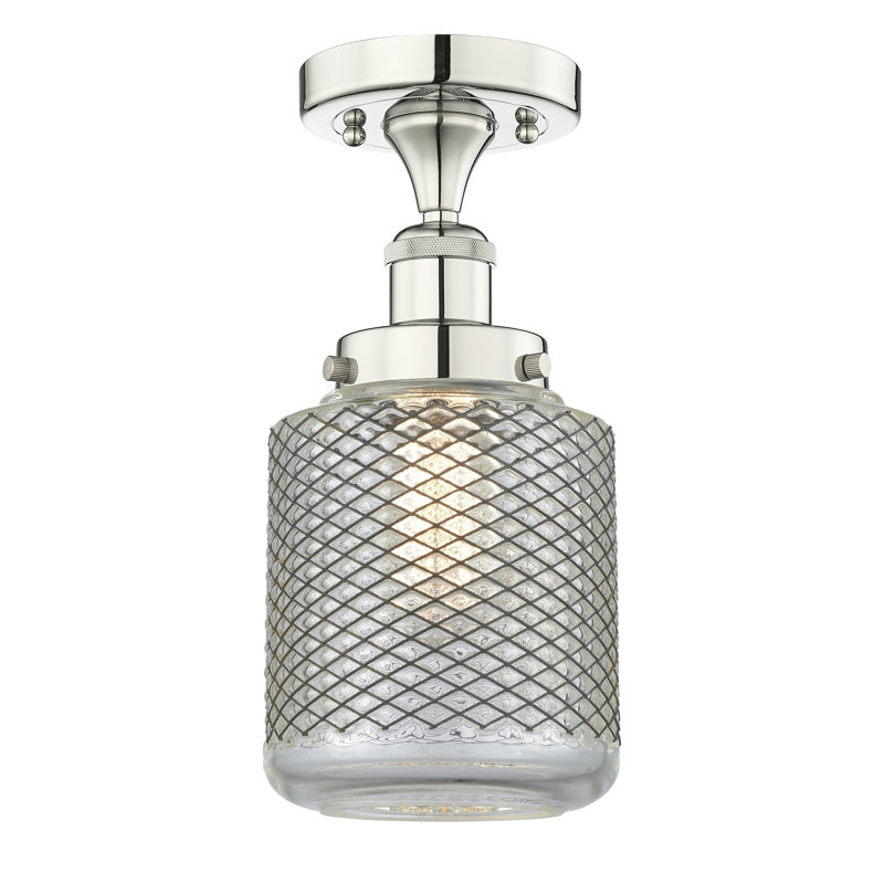 Plafonnier semi-encastré en verre Dore, Nickel poli