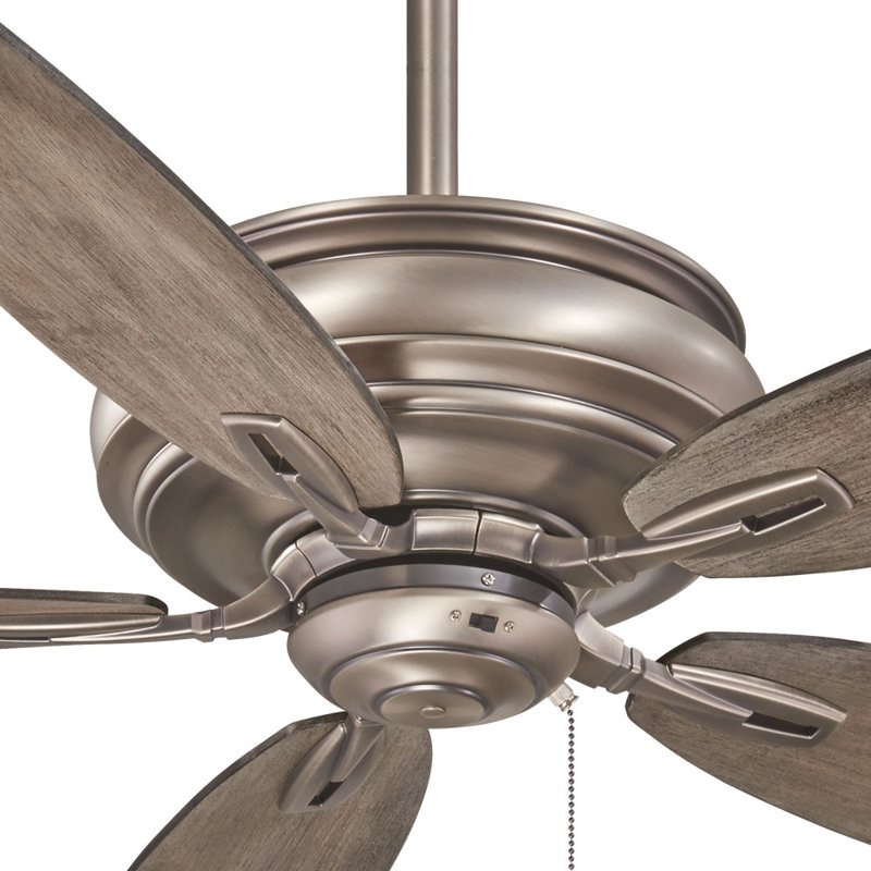 54" Timeless 5 - Blade Standard Ceiling Fan, Brushed Nickel with Seashore Gray Blades