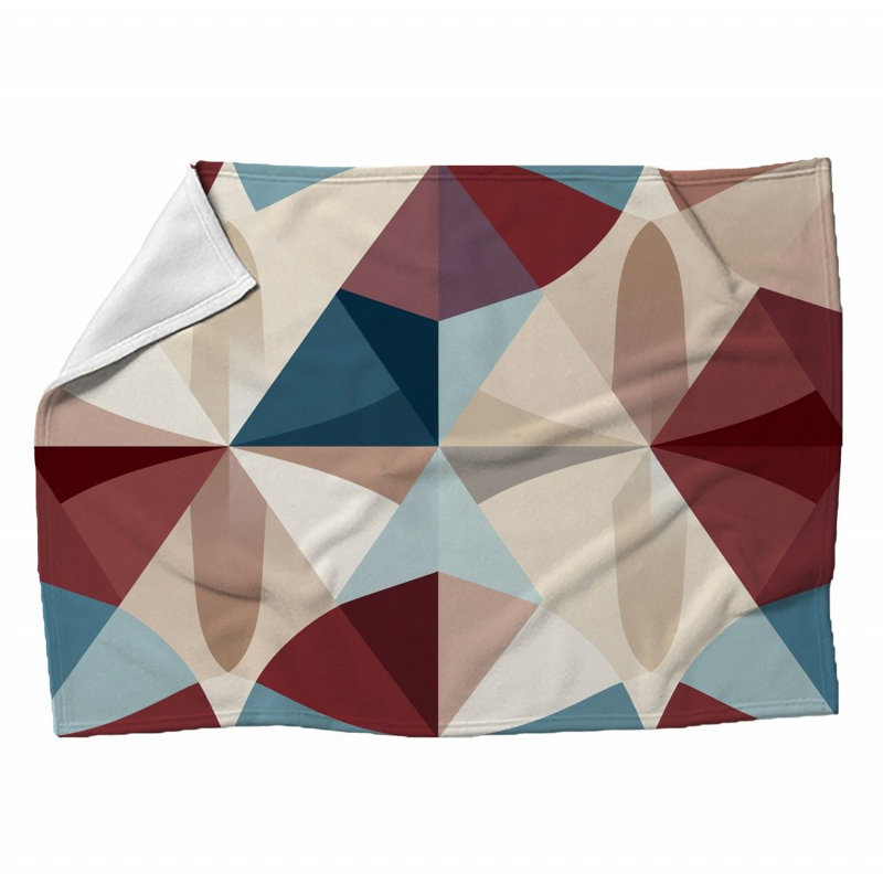 Machine Printed Throw Blanket, 60" L x 50" W, Geometric, Pink/Red/White