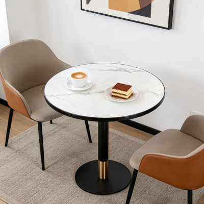28" Sintered Stone Bistro Dining Table Commercial & Residential Use For Café, Restaurant, Apartment And Small Spaces