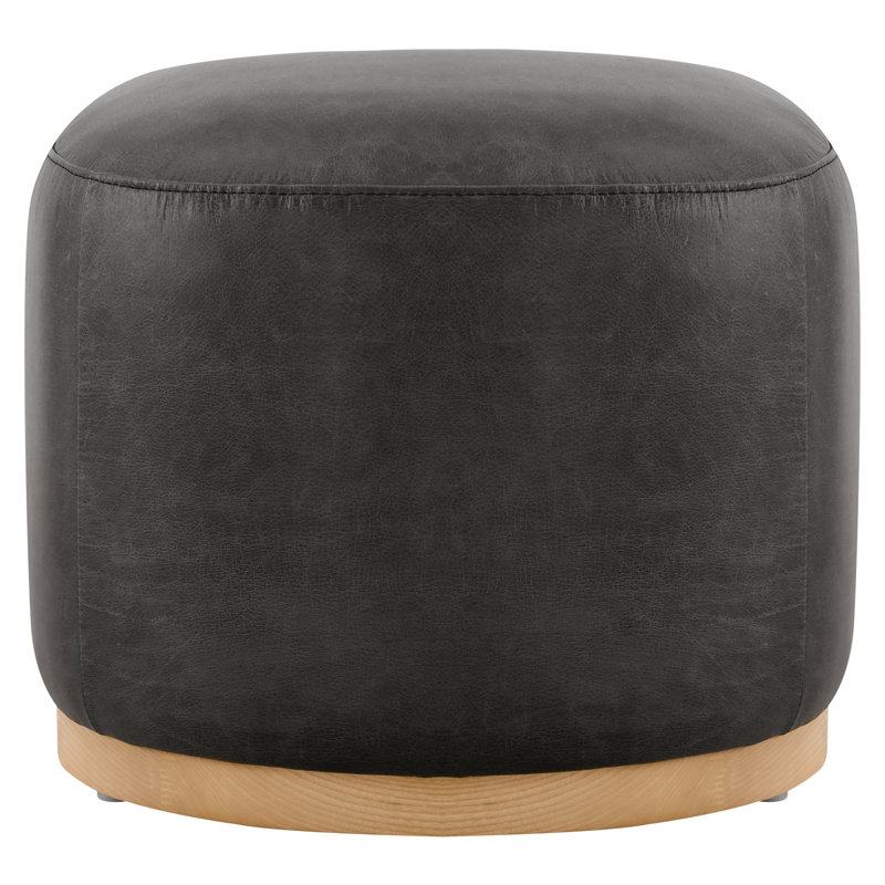 Repose-pieds en cuir véritable Bobbi, Noir