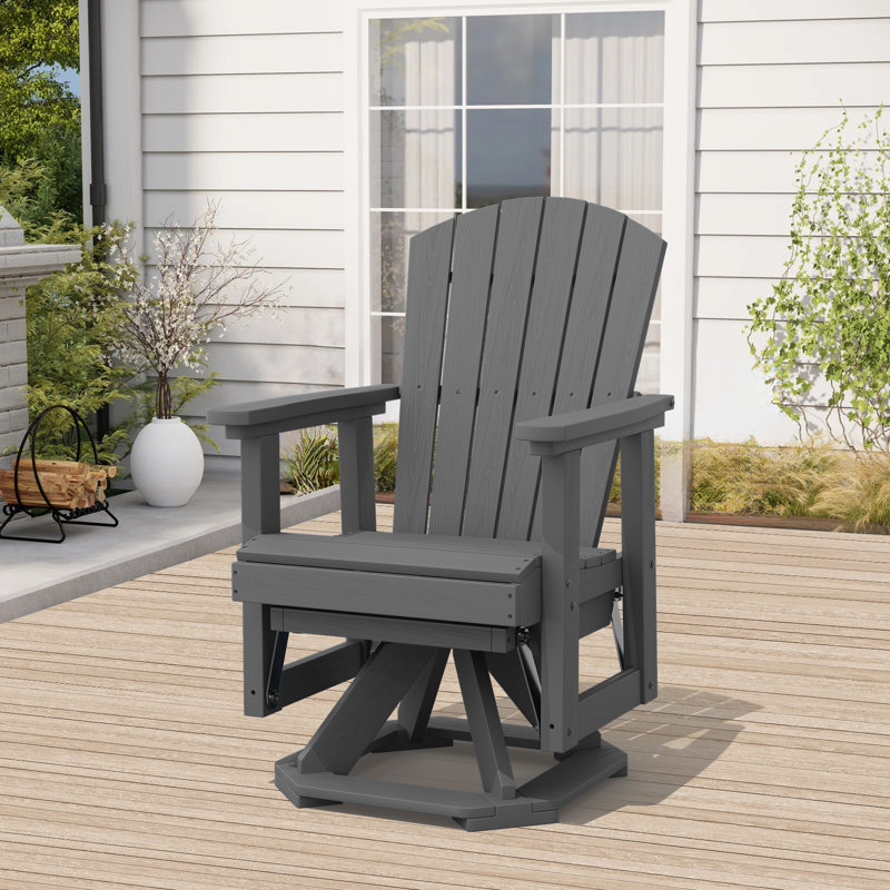 Chaise berçante rotative en PEHD Adirondack, Gris