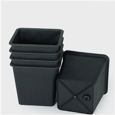 6.3" Square Nursery Plant Pot - Garden Plastic Pots with Drainage (5-Pack)