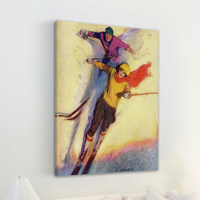 Reproduction d’art sur toile tendue « downhill ski », H 48 po x l 40 po x P 1,5 po