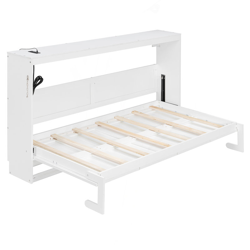 Lit escamotable simple pliant latéral simple avec motif imprimé tendance, éclairage DEL sous le lit et prise USB intégrée