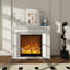 White Solid Wood Electric Fireplace-117547274