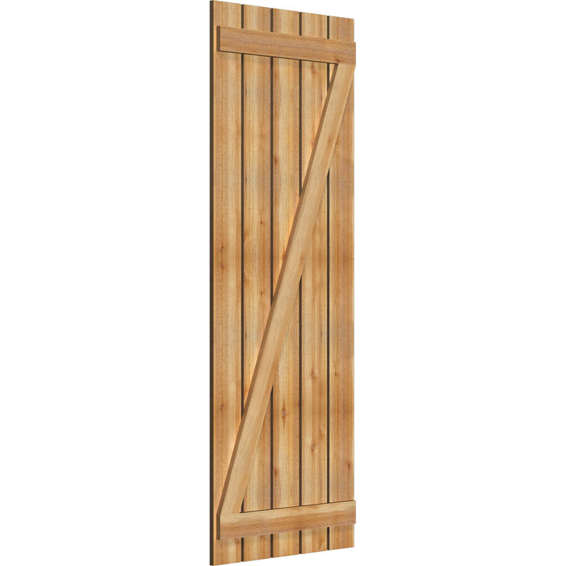 Volets espacés de 5 3/8 po avec barre en Z, cèdre rouge de l'Ouest TimberCraft (par paire), 28 7/8 po, 77"