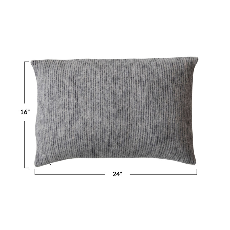 Wool Blend Lumbar Rectangular Pillow Cover & Insert
