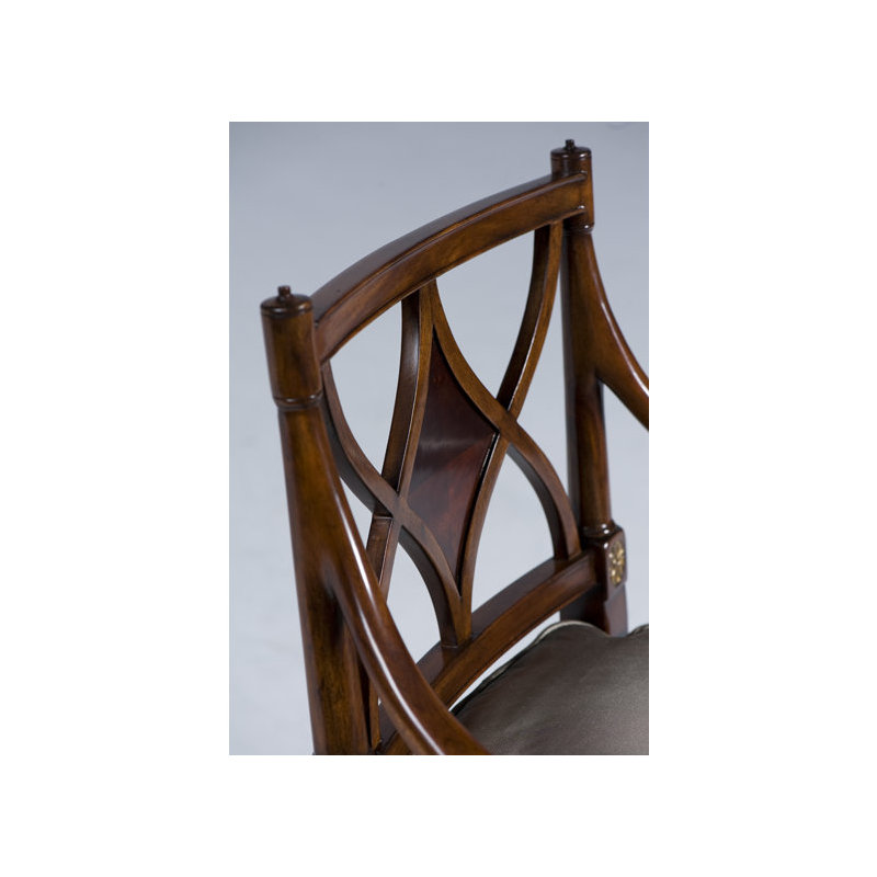 Sheraton's Solid Wood Arm Chair, Brown, Barley Houndstooth