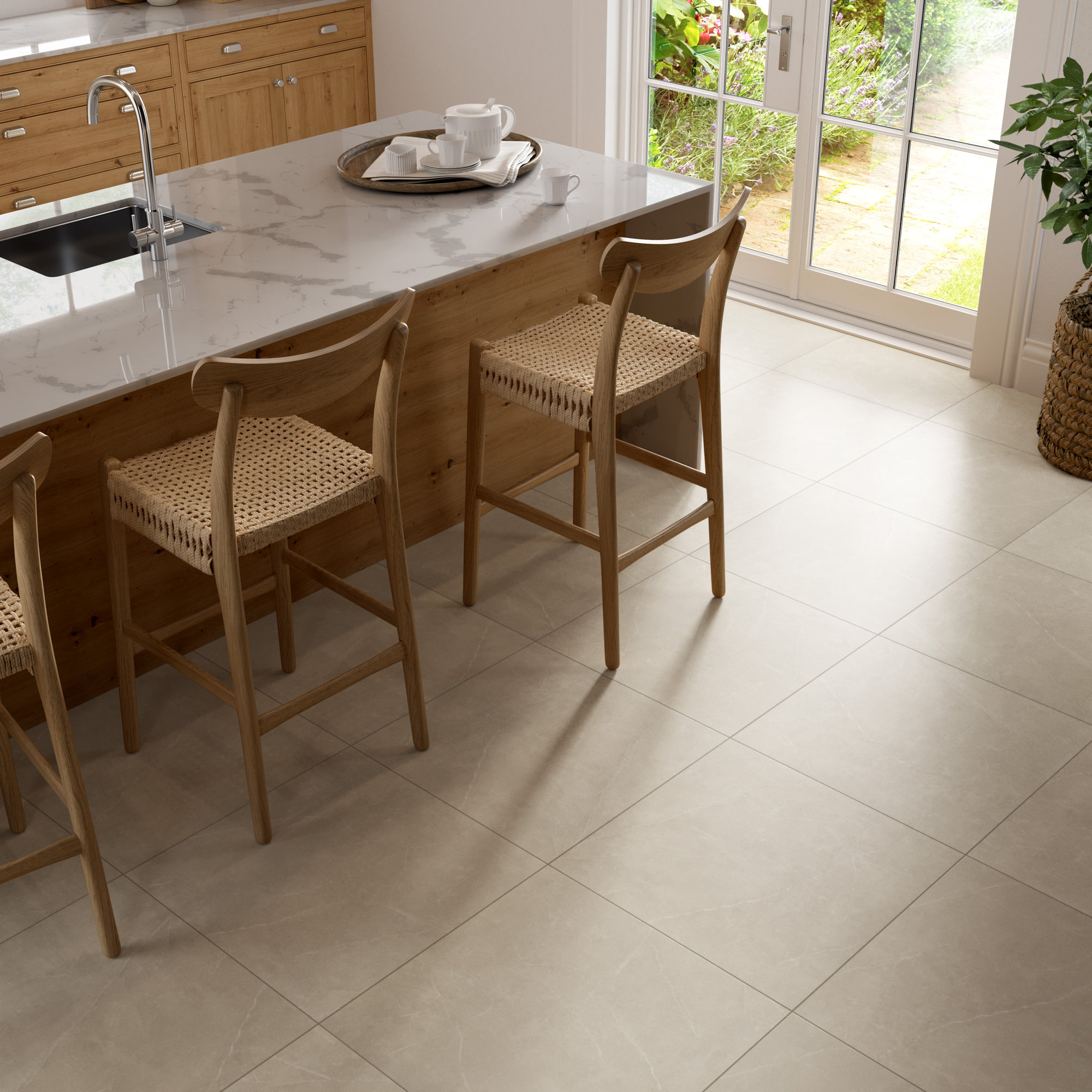 Sterlina II Asphalt 24 in. x 24 in. Matte Porcelain Floor and Wall Tile (15.5 sq. ft./Case), Ivory