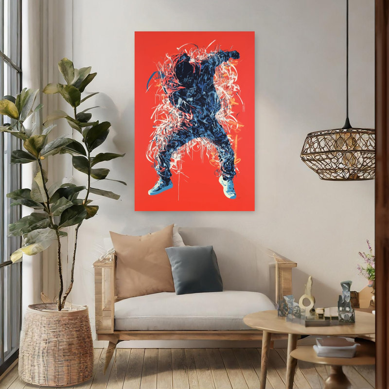 «Dynamic Street Dance», art mural urbain contemporain abstrait énergique, H 48 po x l 32 po