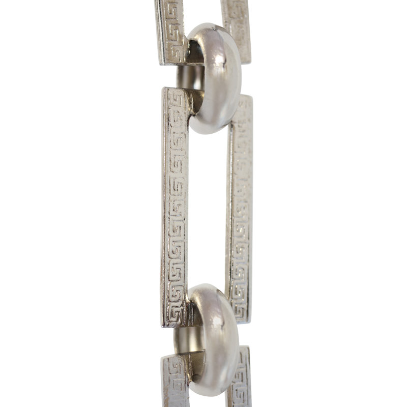Chaîne décorative avec clé grecque et maillons non soudés, H 12 po x l 0,87 po x P 0,1 po, Nickel poli
