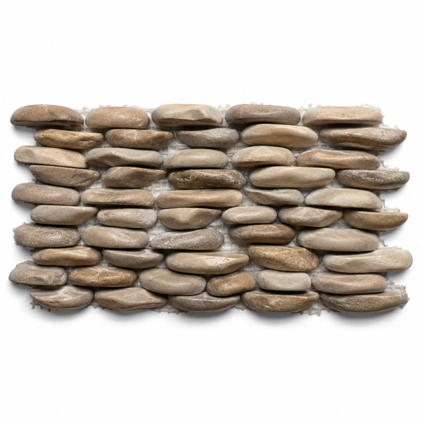 Yangtze Java Tan Natural Stone Pebble Tile Mosaic Sheet Waterproof Matte Finish 0.5 Sq Ft