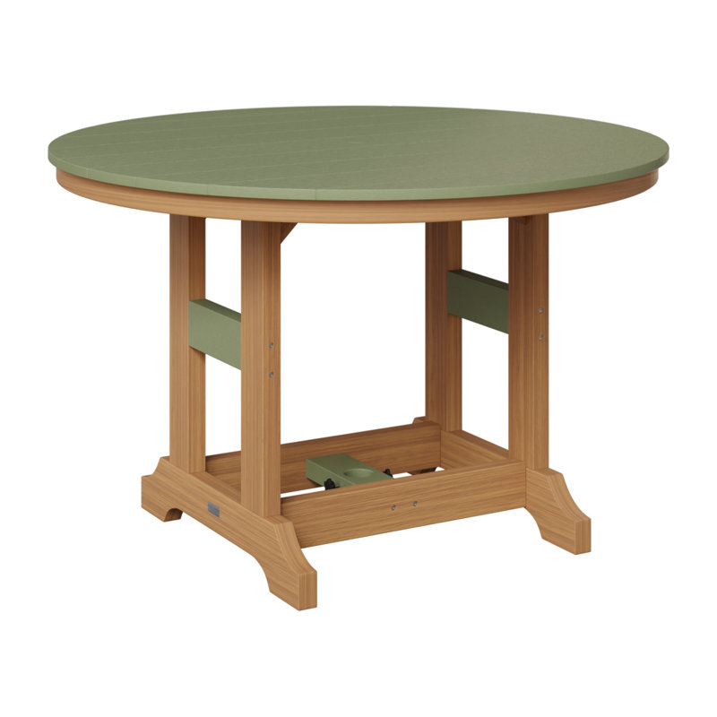 Garden Classic Outdoor Round Bar Table, Sage, Natural Teak