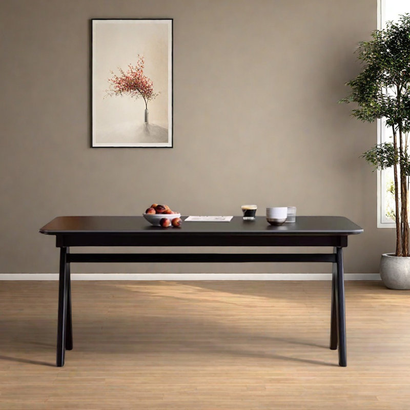 Black Retro Design Rectangular Dining Table,  29.52"H x 70.86"L x 31.49"W