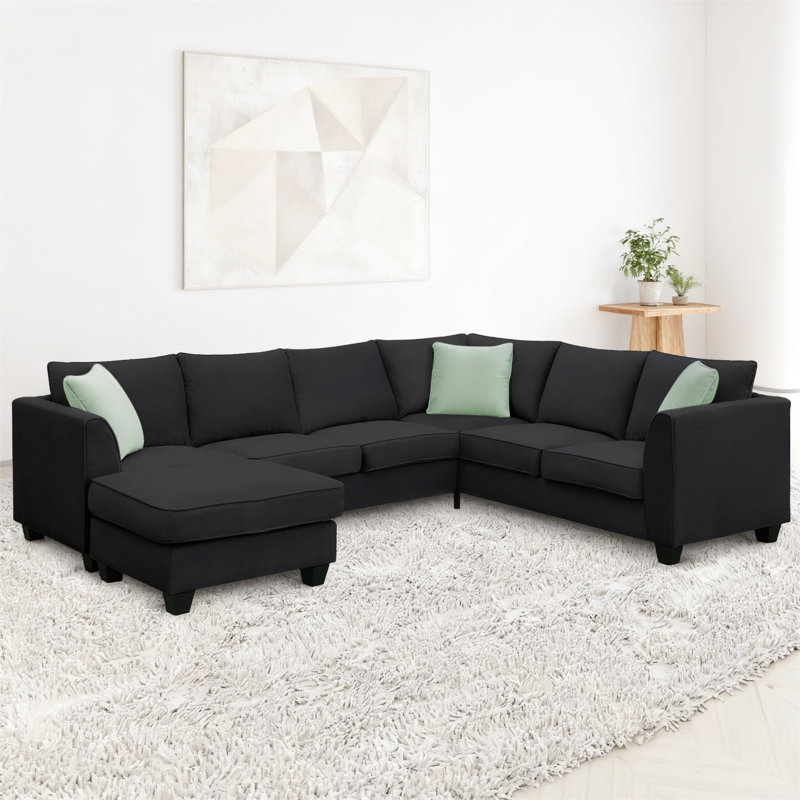 Canapé modulaire de 112 po de large avec repose-pieds réversible