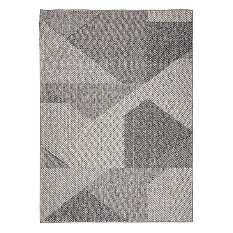 Brittneyann Polypropylene Gray Indoor/Outdoor Rug, Rectangle 6'7" x 9'4"