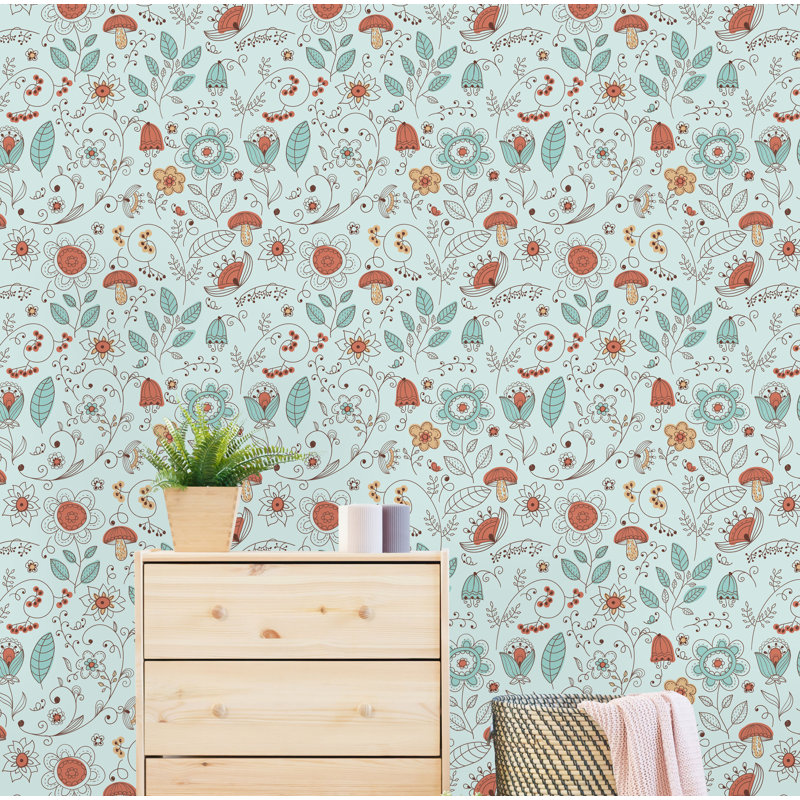 Rouleau de papier peint adhésif Amapola Summer, L 16,67 po x l 25 po