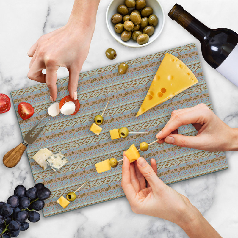 Ambesonne Tribal Cutting Board Large Rhombus Multicolor