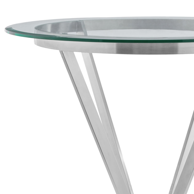 Furst Round Glass Top with Stainless Steel Base Dining Table
