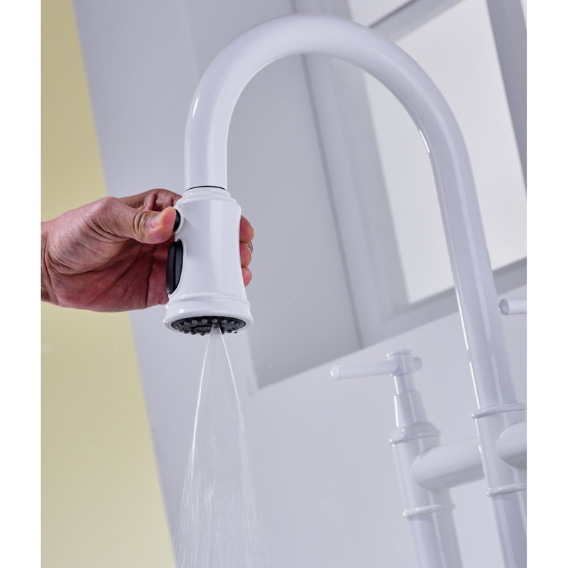 Robinet de pont rétractable tactile avec accessoires, Blanc