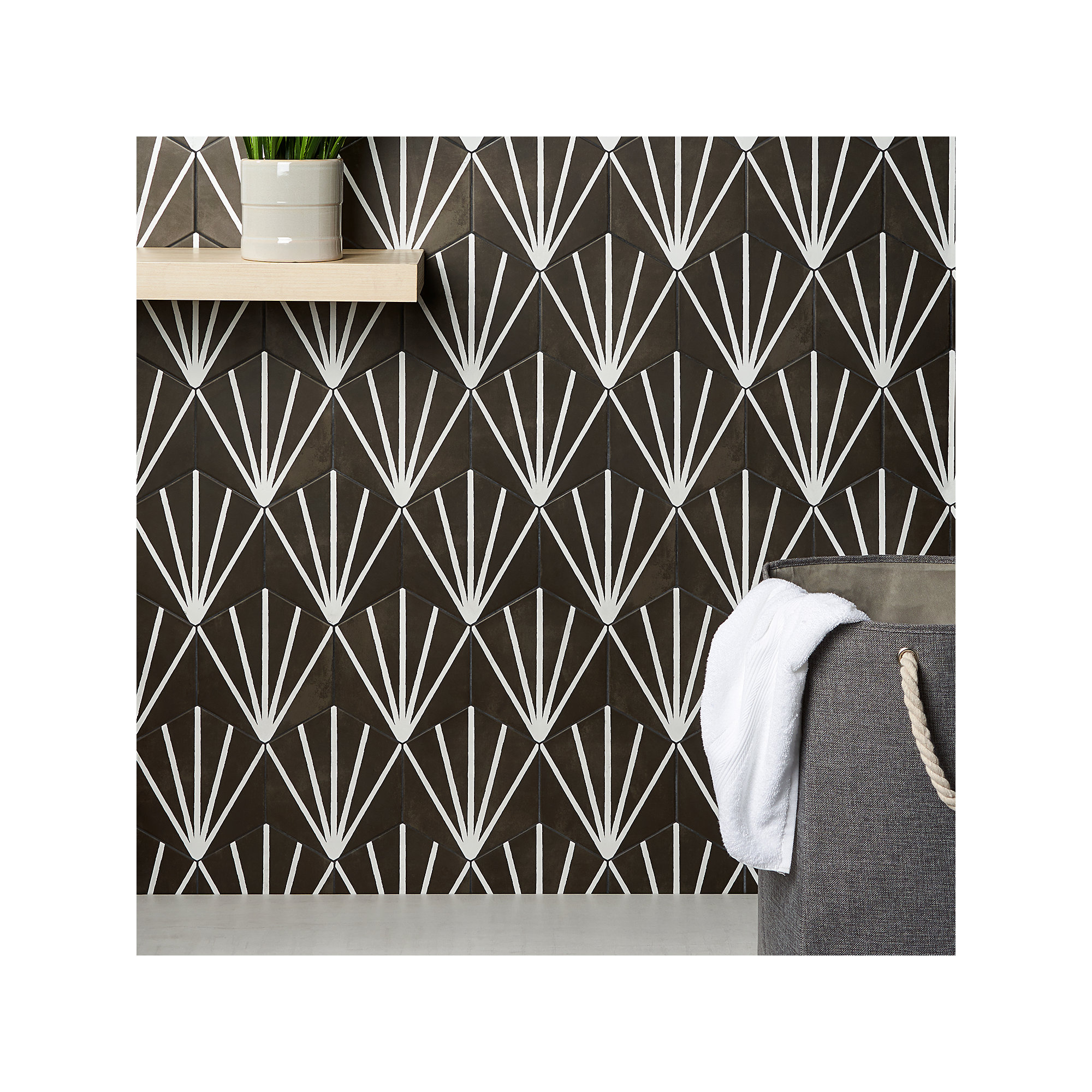 GeoHex Deco 8" Hexagon Matte Porcelain Floor and Wall Tile (9.03 Sq. Ft. / Case), Black
