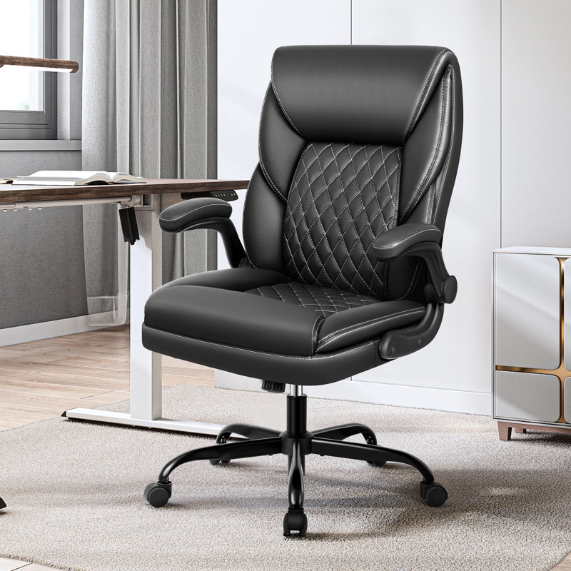 Ergonomic Faux Leather Home Office Chair, Black