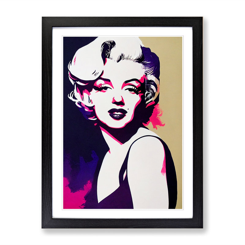 Marilyn Monroe Painted - Single Picture Frame Print, 34cm H x 25cm W x 2cm D, Black