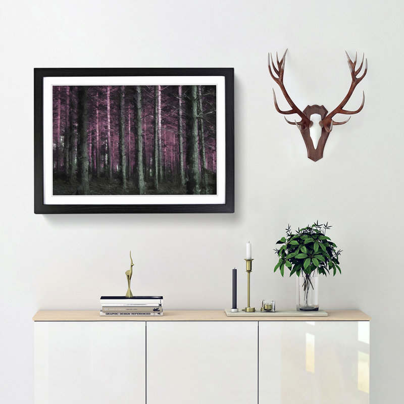 Forest in Pink - Framed Print, 27cm H x 36cm W x 2cm D, Black Framed