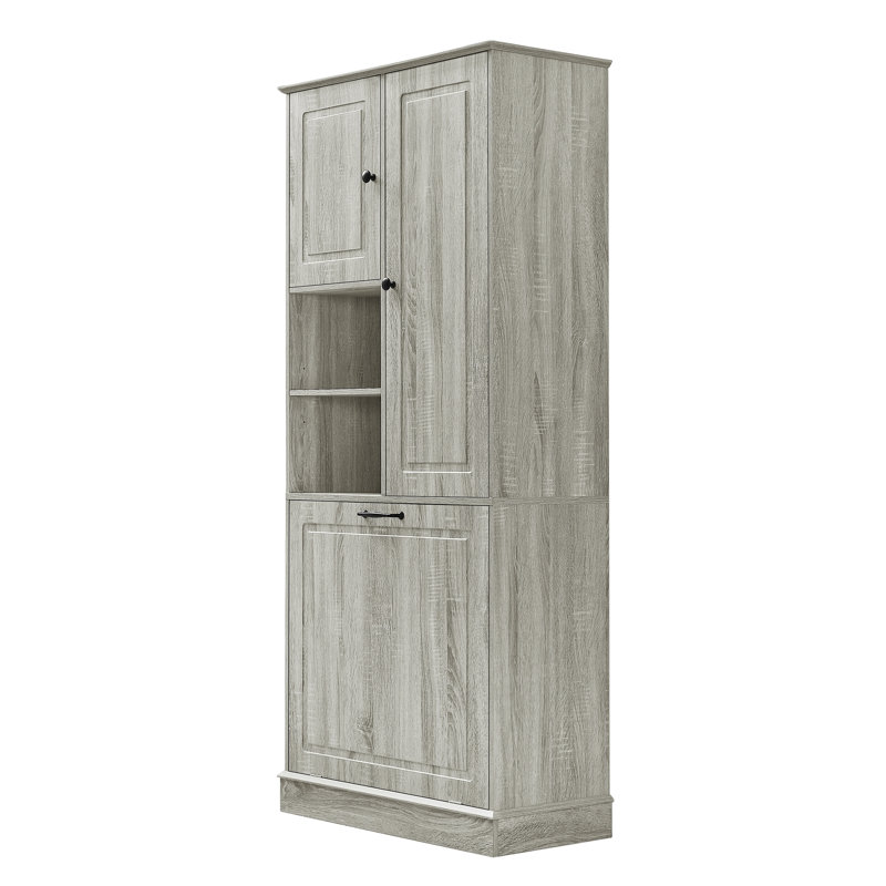 Grande armoire de rangement avec tablettes réglables, Chêne