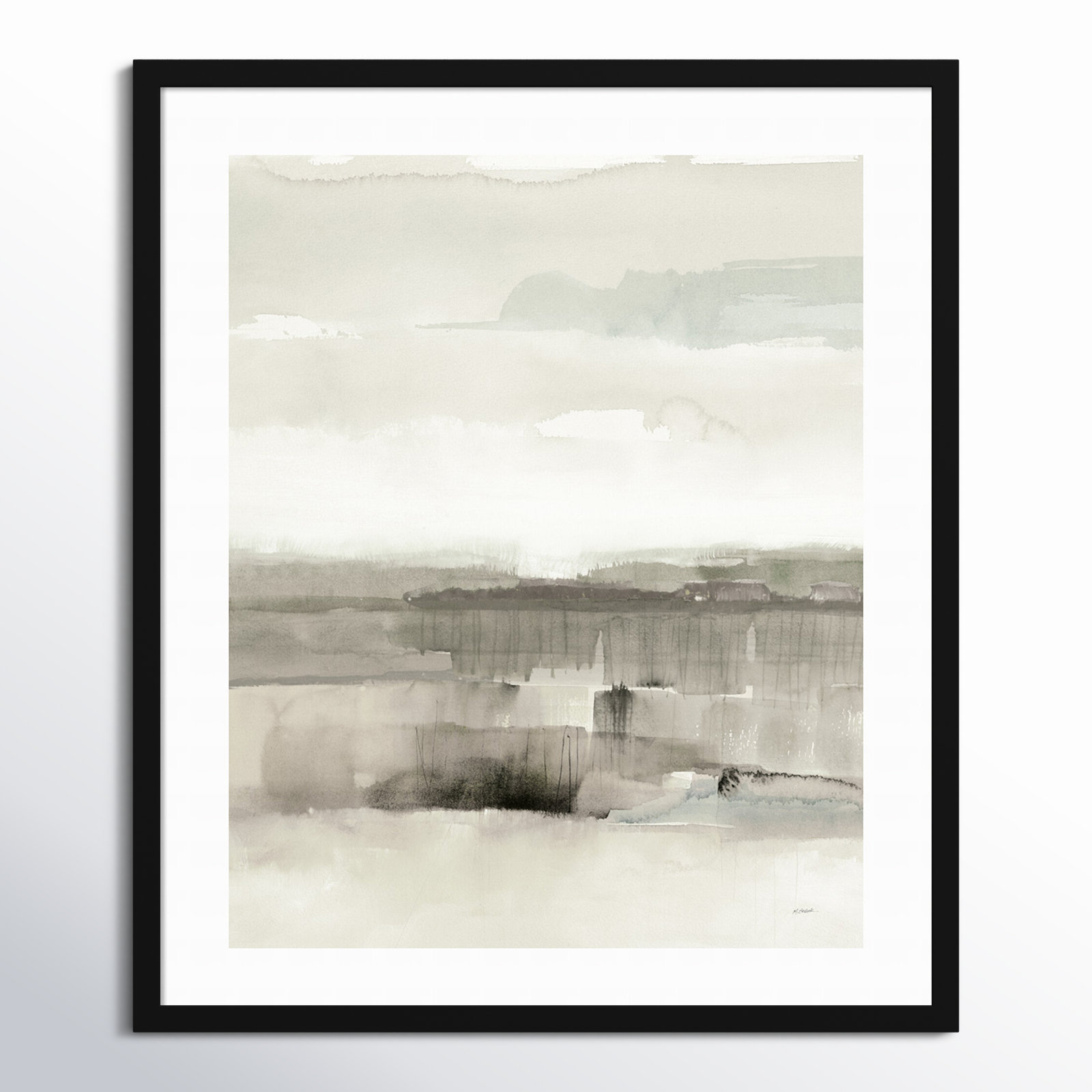 Influence Of Line And Color Neutral Crop by Mike Schick, 41.12" H x 34.12" W x 0.88" D, Black Framed Paper