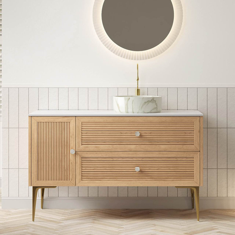 Ensemble de meuble-lavabo autoportant en contreplaqué Muni 