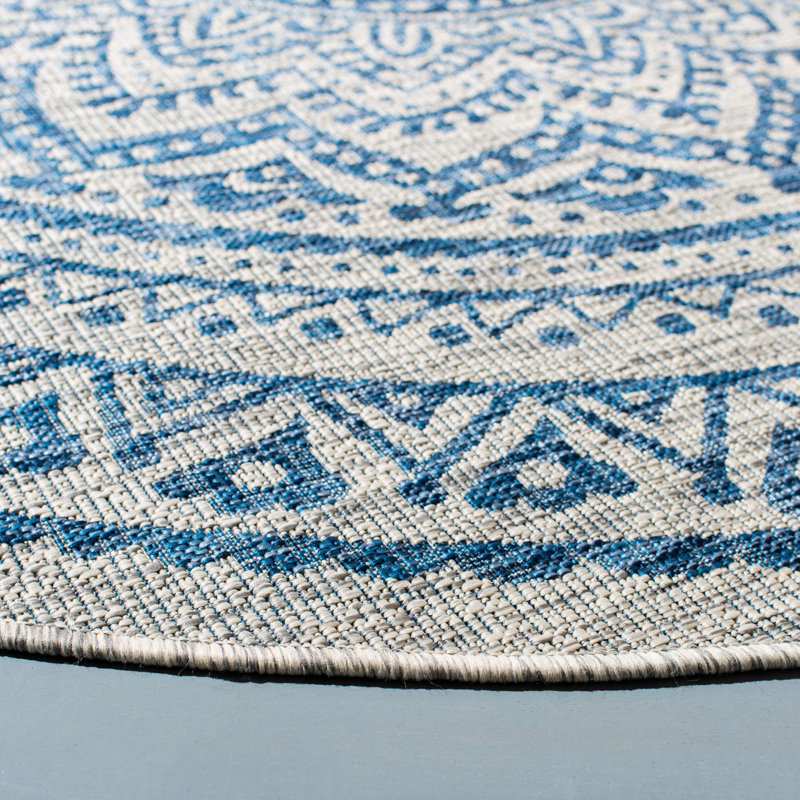 Amedee Performance Floral Indoor/Outdoor Area Rug, Round 7'1