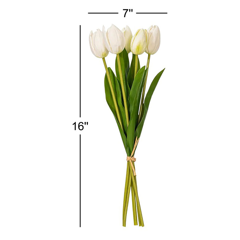 Vickerman 16"H Plum Tulip Bundle of 5., White