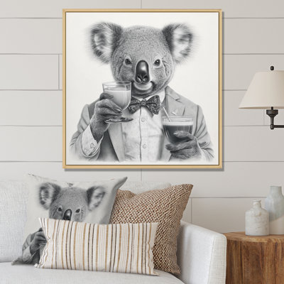 Koala ayant une boisson sur toile