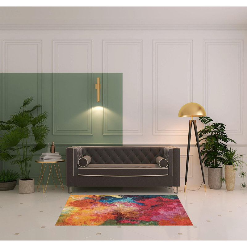 4' X 6' Palette Abstract Power Loom Non Skid Area Rug