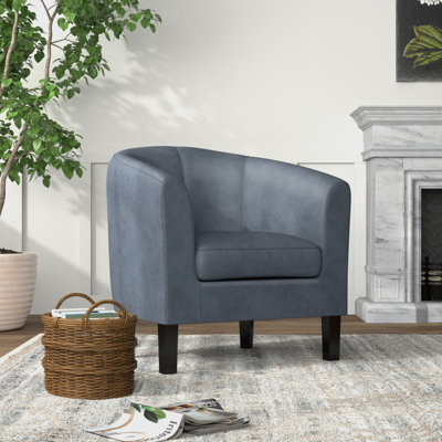 Austin 30"W Upholstered Vegan Leather Contemporary Tub Chair with High Arms and Removable Seat Cushion