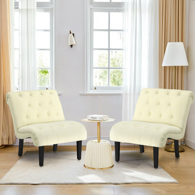 Ensemble de 2 fauteuils d'appoint rembourrés capitonnés Abiha Canora