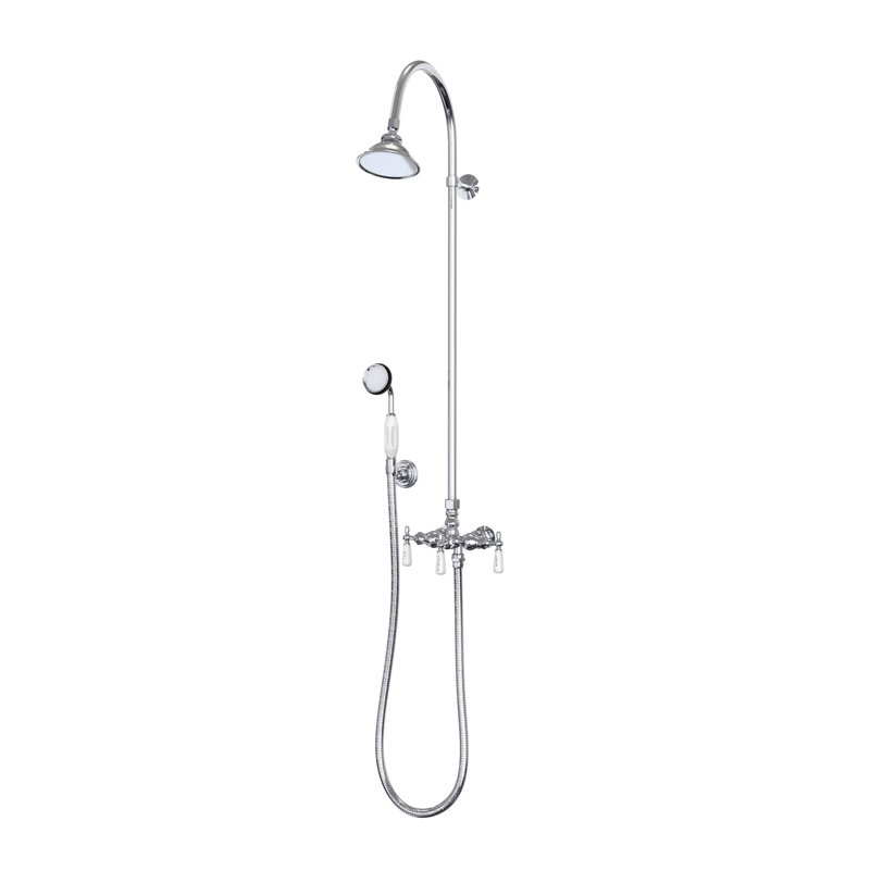 Ensemble de robinet de douche mural chromé avec douche à main Abbey (valve incluse)