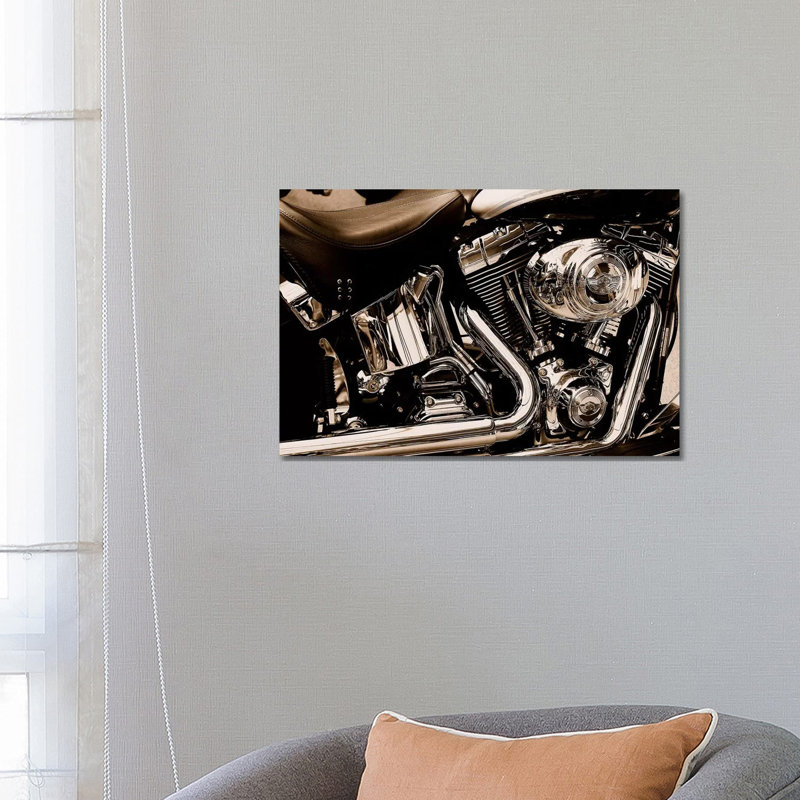 Harley Motorcycle - Print on Canvas, 101.6 cm H x 66.04 cm W x 3.175 cm D, Wrapped Canvas