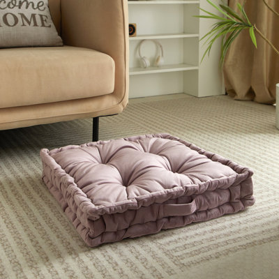 Oreiller capitonné 22 po x 22 po Style House House, coussin carré rosé avec bords à volants, coussin de méditation moelleux pour le salon, la chambre à coucher, le dortoir et la décoration boho