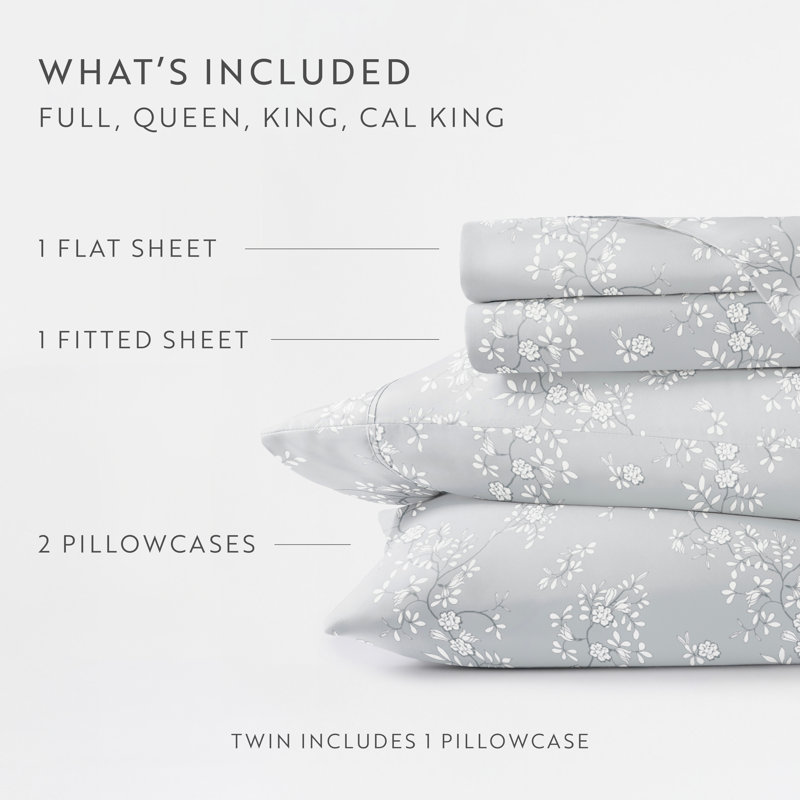 Floral Vine Pattern Sheet Set, Queen Sheet Set, Floral Vine