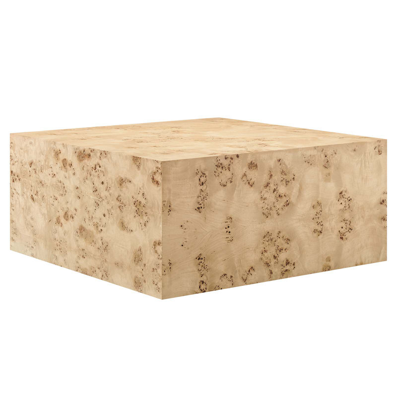 Modway Cosmos 36" Square Burl Wood Coffee Table, Natural Burl