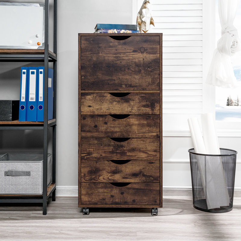 Garysburg 6-Drawer Dresser with Side Cabinet, Rolling Storage Organizer with Lockable Wheels, Modern Drawer Chest for Bedroom, Closet, Apartment – Space-Saving Clothes, Accessories & Essentials Storage