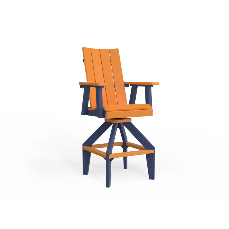 SOL Outdoor Bar Stool, Navy Blue, Brazilian Walnut