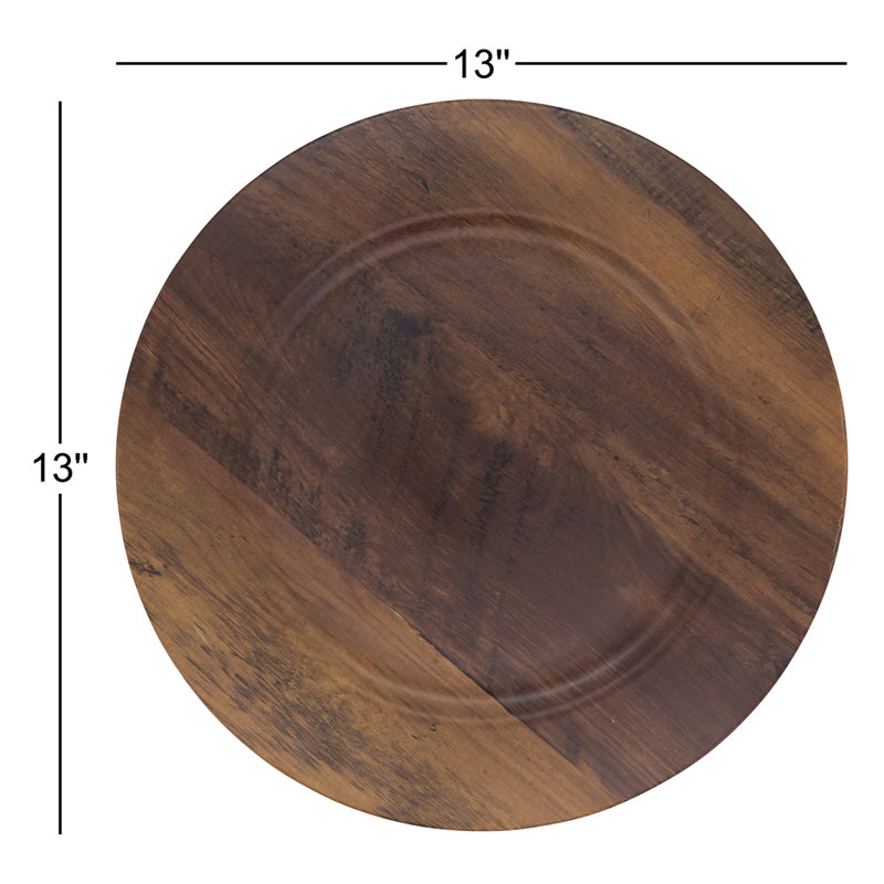 Ensemble de 4 assiettes en faux bois style campagnard