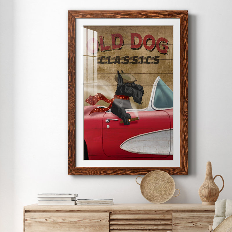 Old Dog Classics - impression encadrée, H 31,5 po x l 23,5 po x P 1,5 po, Cadre en érable