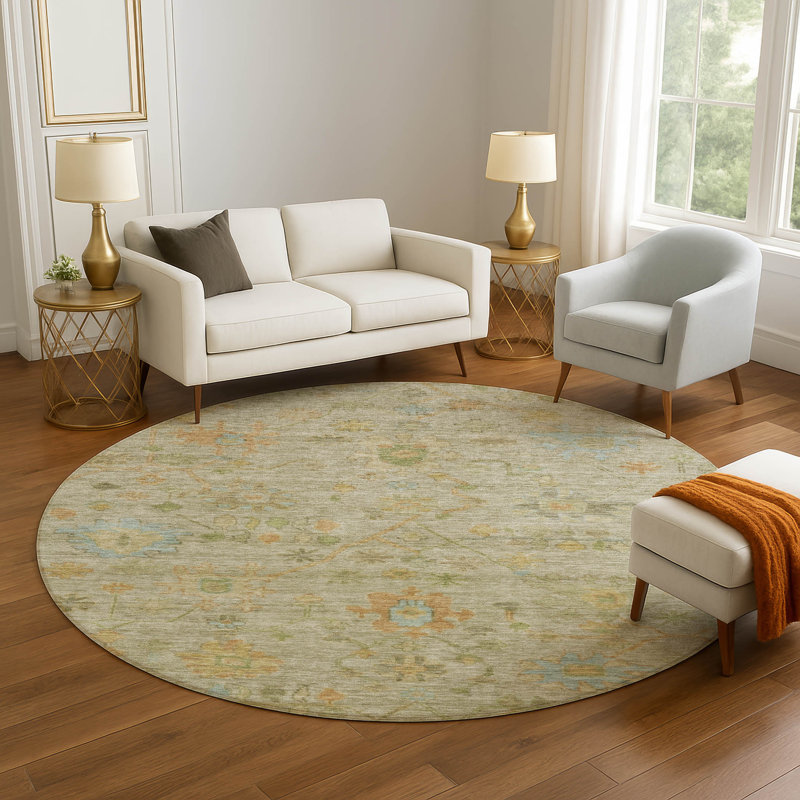 Premium Machine Washable Mayfield AMF1930 Global Rug, Round 8'