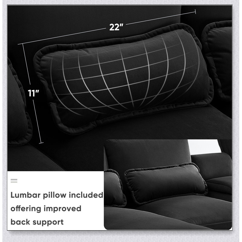 123*55" Modern U-Shaped Sofa With Console,Cupholders And USB Ports,6-Seat Upholstered Symmetrical, Black Chenille
