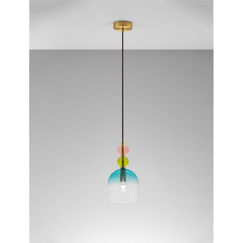 Sandy Gold Metal  Glossy Glass  LED E14 1x5 Watt 230 Volt  IP20 Bulb Excluded  D: 10.8 H1: 30 H2: 184 cm Adjustable height